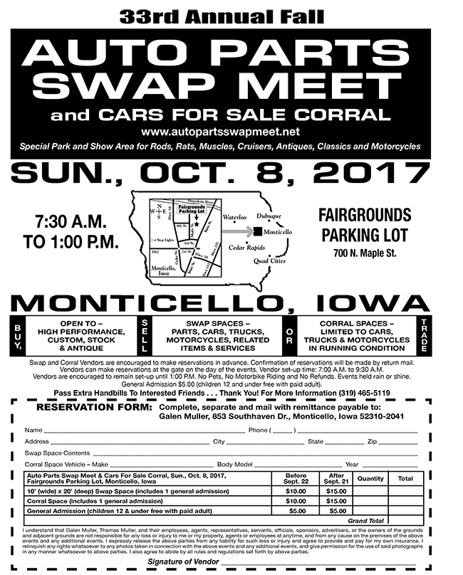 The Auto Parts Swap Meet Monticello, Iowa